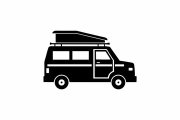 Rv camper silhouette vector illustration