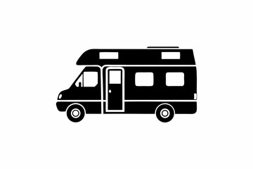 Rv camper silhouette vector illustration