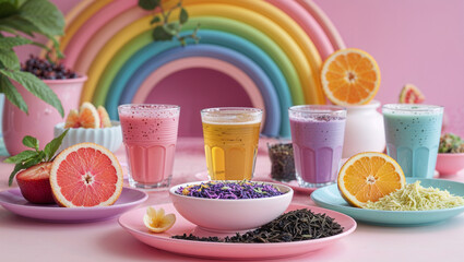 Fototapeta premium tea with lemon and sugar