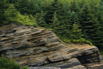 Naklejka premium Forillon National Park: Scenic Coastline near Cap-Aux-Os, Gaspe Peninsula, Quebec, Canada