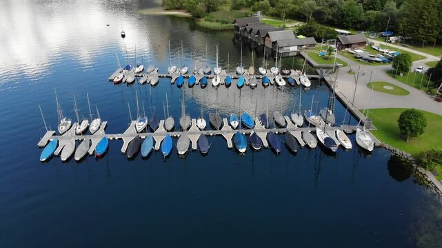 Marina in Ebensee, Lake Traun, Austria. The lake is known as Traunsee in Austrian language.