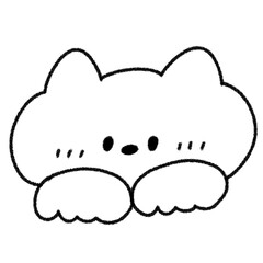 ひょっこり覗くかわいいネコ (モノクロ)