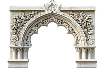Naklejka premium 3D Damascus-Style Stone Arch with Detailed Floral Motifs