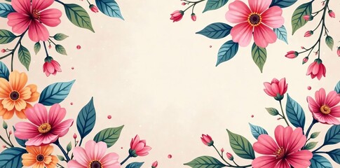 Fototapeta premium Vibrant floral pattern in pastel colors suitable for scrapbooking, wrapping paper, decorative, digital, seamless