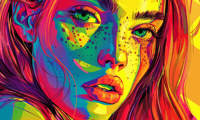 Bright comic book style with bold outlines and vivid colors,