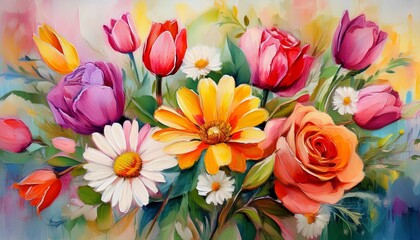 bouquet of colorful tulips