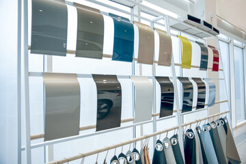 Patterns samples for stylish vehicle interior and car coloring in modern automotive industry