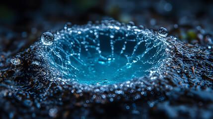 A drop of water: macro photography captures the split second where a water drop impacts a surface, creating stunning ripples and splash. Revealing the beauty of nature in miniature.