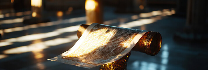 Illuminated Scroll on Ornate Stand