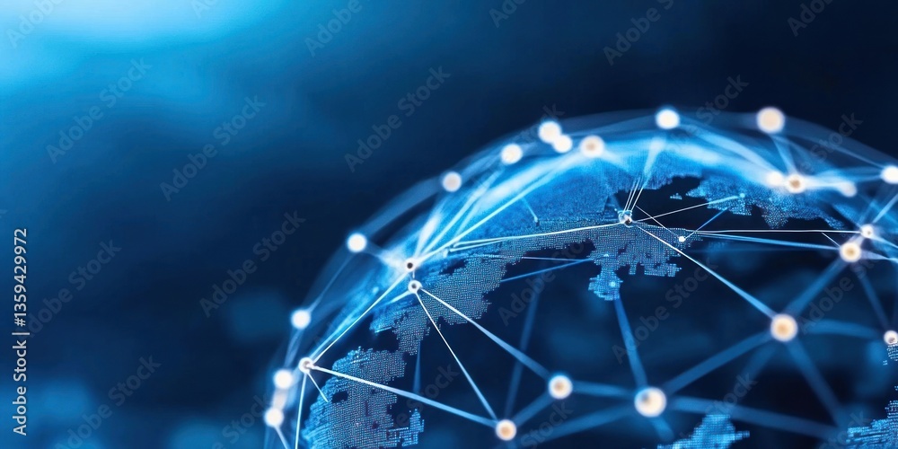 Poster global network connection digital world abstract illustration futuristic technology background
