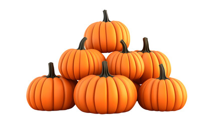 Obraz premium 3d Pile of Orange Pumpkins Stacked for Halloween on Transparent Background