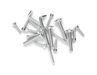 Tap bolts and screws isolated on white background