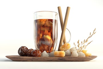 3D Persian Tea with Rock Sugar Sticks and Glassware