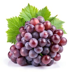 Fototapeta premium Fresh bunch of ripe red grapes isolated on white background