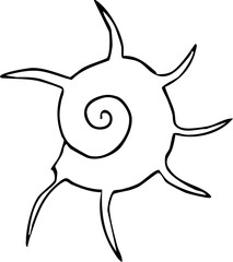 Sea shell trendy sketch hand drawn doodle, crayon brash contemporary. Sea life object, textured abstract.