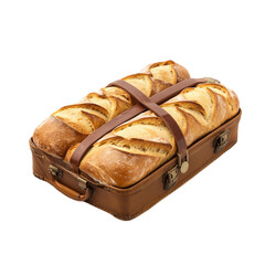 Fresh Baguettes in Vintage Suitcase Travel Food Bakery,