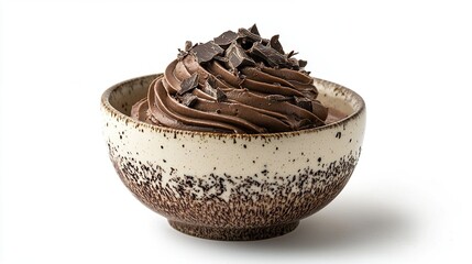 Creamy chocolate mousse served in a stylish ceramic bowl