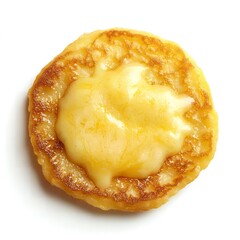 Delicious golden pancake topped with melted butter a perfect breakfast treat