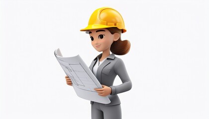 female architect holding blueprints