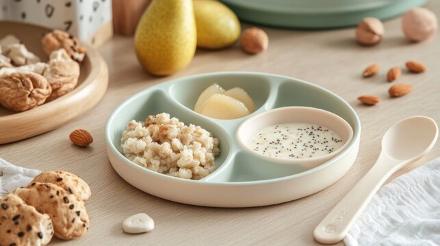 Baby mealtime with divided plate