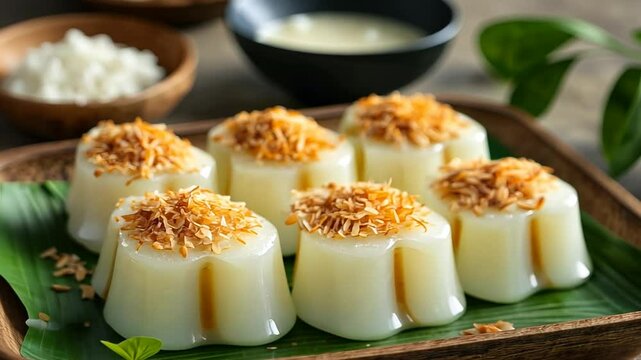 putu piring with gula melaka filling video singapore cuisine