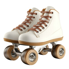 Stylish White Roller Skates with Brown Accents Ready for a Roll