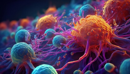 This artwork shows animated cell interactions from groundbreaking medical research.