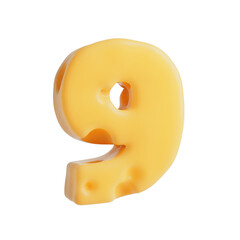 Fototapeta premium Swiss Cheese Font Letter Number Nine. 3d Rendering