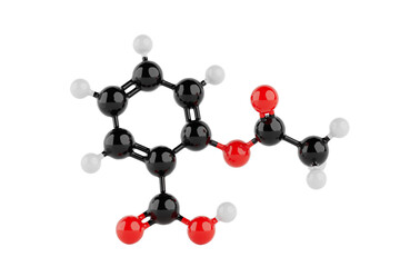 Structural Model of Aspirin Molecule. 3d Rendering
