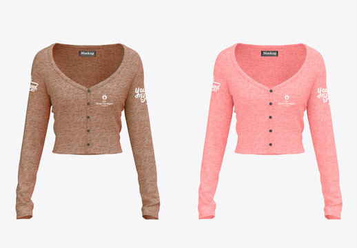 Rib Crop Cardigan Mockup