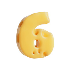 Swiss Cheese Font Letter Number Six. 3d Rendering