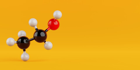 Structural Model of Ethanol Molecule. 3d Rendering