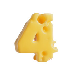 Swiss Cheese Font Letter Number Four. 3d Rendering