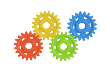 Plastic Colorful Cogwheels. 3d Rendering