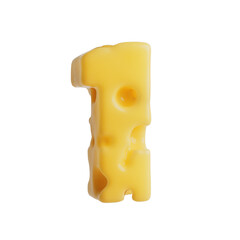 Swiss Cheese Font Letter Number One. 3d Rendering