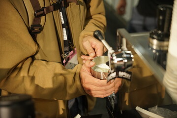 a person making coffee