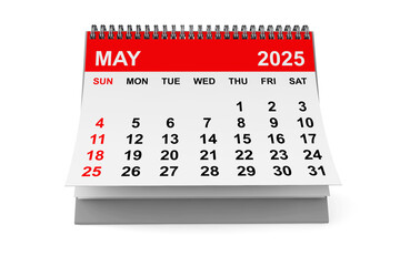 2025 Year May Calendar. 3d rendering
