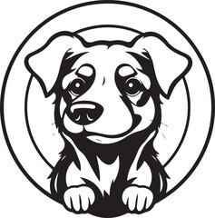 Playful Pup's Portrait: A charming, cartoon-style illustration of a smiling puppy, radiating warmth and friendliness. Captures the essence of canine companionship.