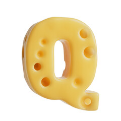 Swiss Cheese Font Letter Q. 3d Rendering