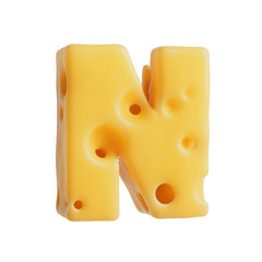 Swiss Cheese Font Letter N. 3d Rendering