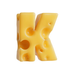 Swiss Cheese Font Letter K. 3d Rendering