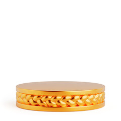 Golden Round Stage Platform Podium for Product Presentation. 3d Rendering