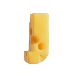 Swiss Cheese Font Letter J. 3d Rendering