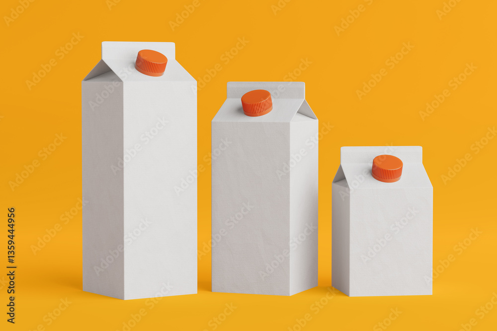 Aufkleber White Carton Boxes Packs in Different Size with Blank Space for Your Design. 3d Rendering