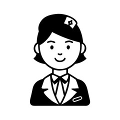 Flight attendant hand drawn illlustration