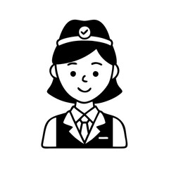 Flight attendant hand drawn illlustration