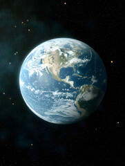 Fototapeta premium View of Earth from space showcasing oceans and continents in vibrant colors from an outer perspective