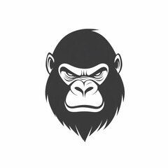 Fototapeta premium Simple minimalist monkey gorilla head logo design vector template on white background