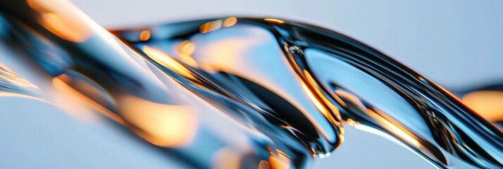 Abstract Image of Flowing Liquid with Blue and Orange Highlights