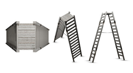 Double wooden ladder PSD on editable transparent background © Ahmed ibrahim